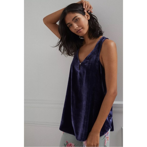Anthropologie Tops - ANTHROPOLOGIE | Suri Crushed Velvet Tank Top in Royal Purple/Blue, Size Small